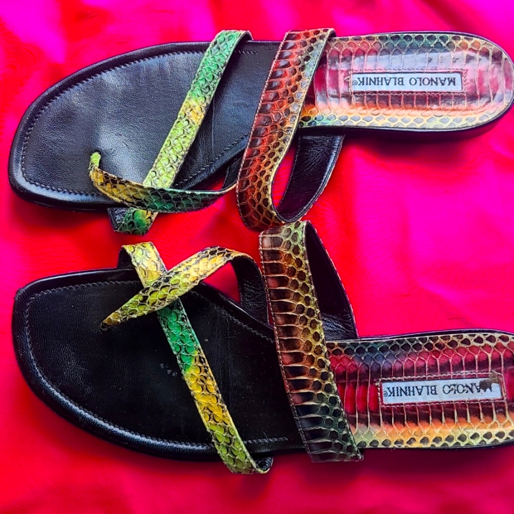 Manolo Blahnik snakeskin flats